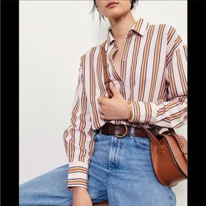 BA&SH Nais striped shirt: long sleeve button up shirt with fun back detail